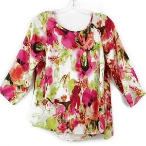 Sunny Leigh Watercolor Floral Super Silky Blouse M